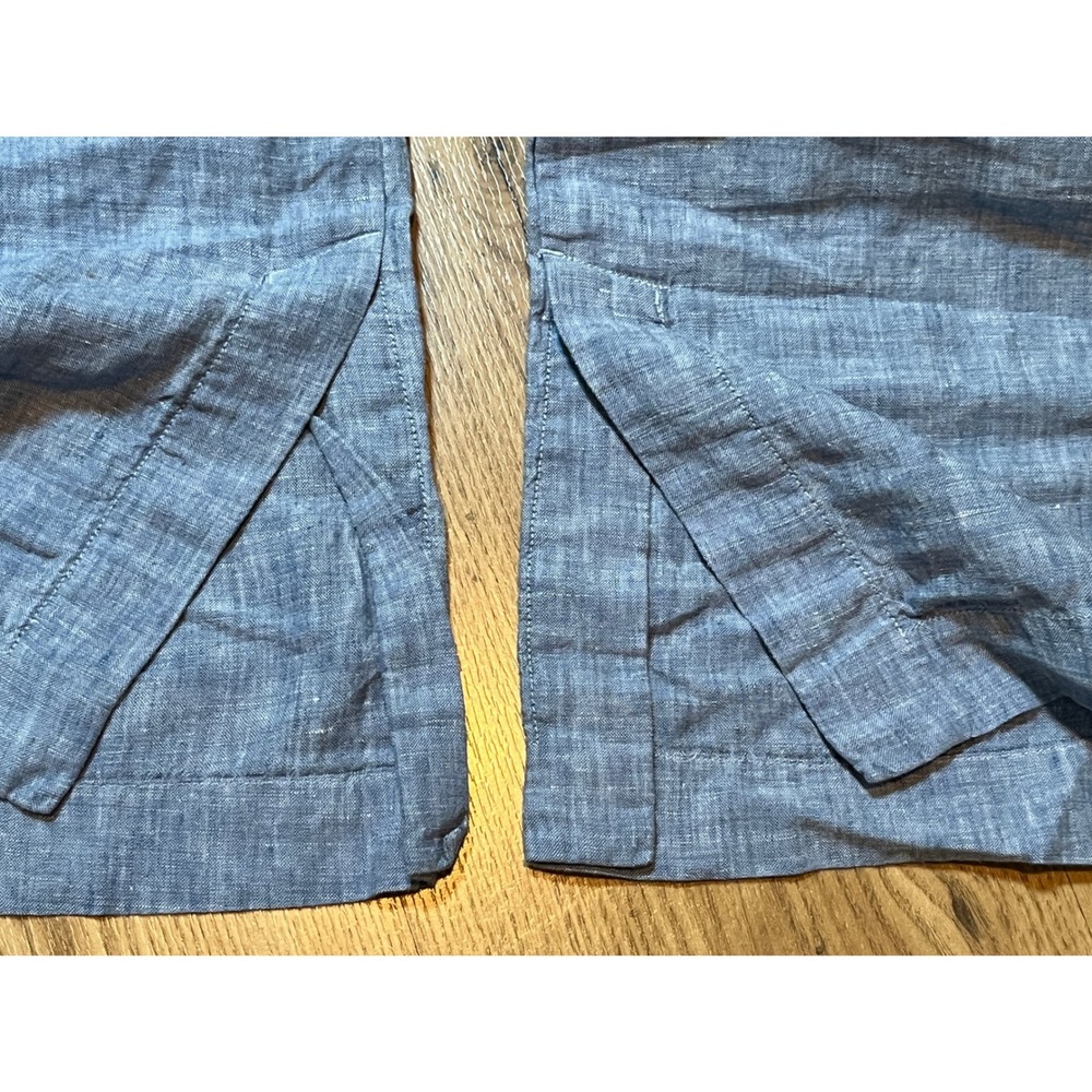 Athleta Linen Pants Women Size 0 Blue Wide Leg Elastic Waist Drawstring Pull On - Picture 7 of 12